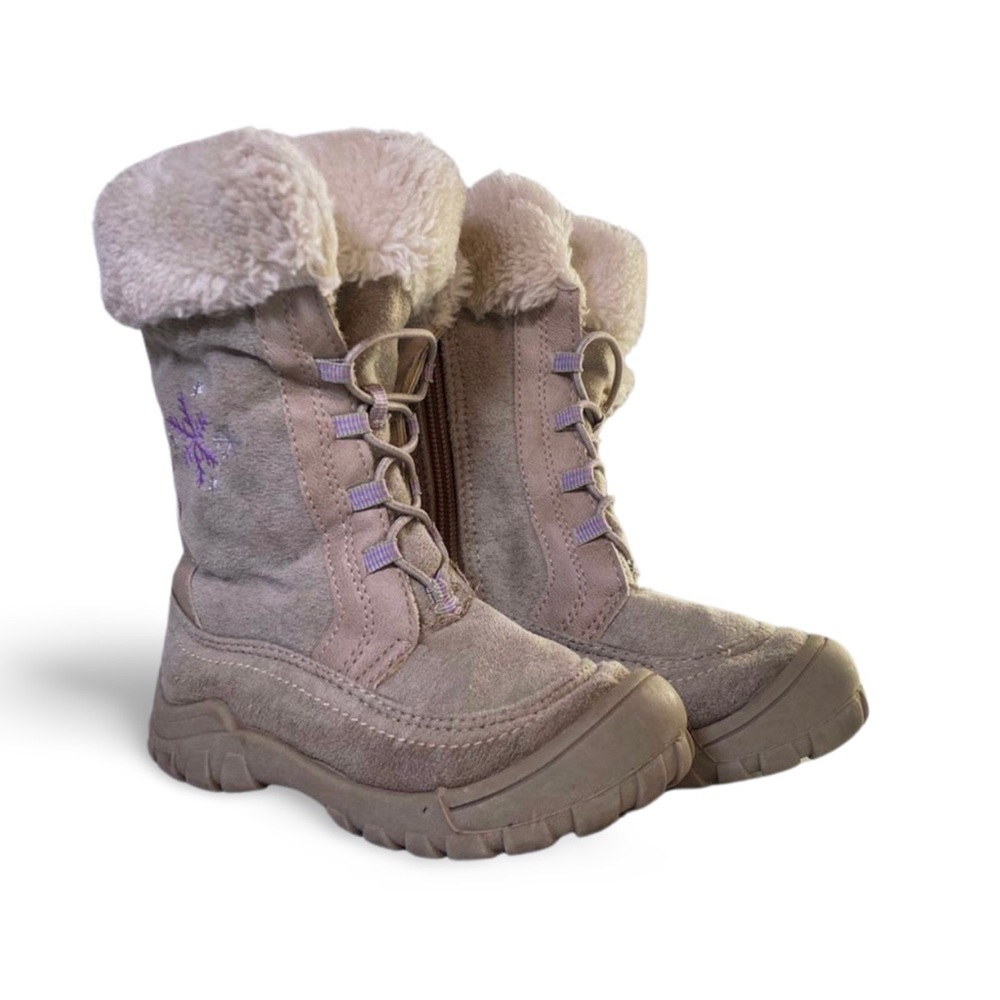 OshKosh B’Gosh Toddler Winter Snow Boots Faux Fur Zipper Tan Toddler Size 7 GUC